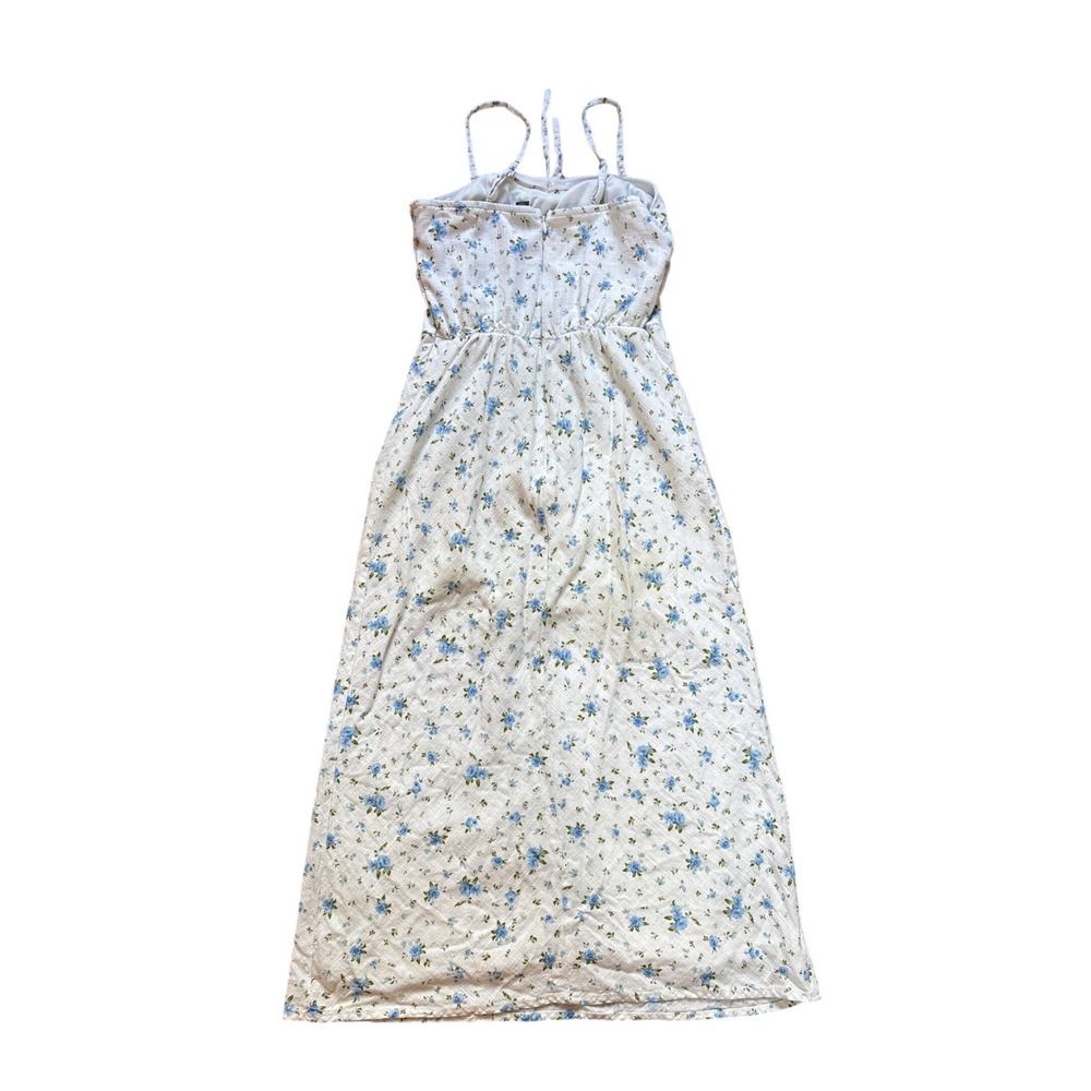 Wild Fable Midi Dress Womens White Blue Floral Linen Blend Cottagecore SIZE 2 - Picture 4 of 6